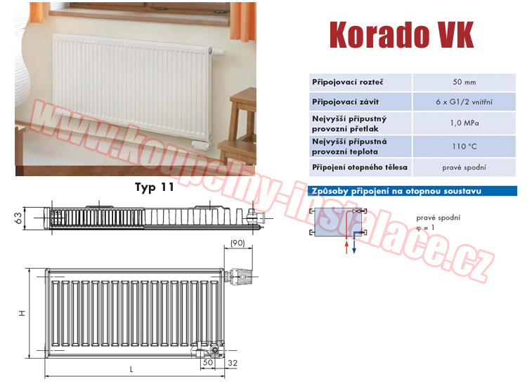 Radiator KORADO Radik VK typ 11 500x400 - Kliknutm na obrzek zavete