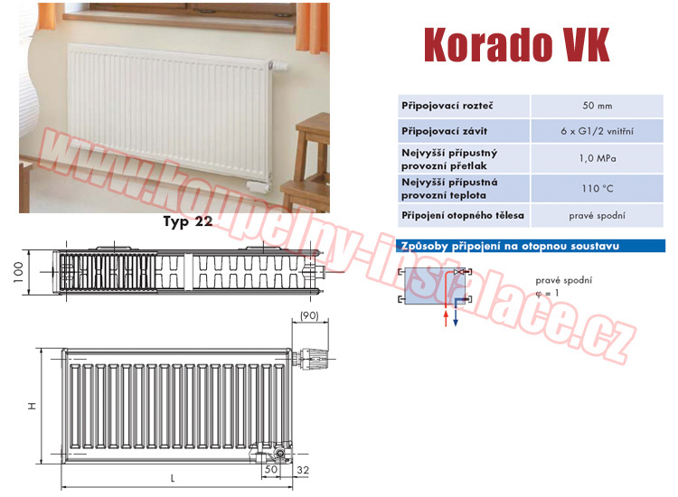 Raditor KORADO Radik VK typ 22 600x1100 - Kliknutm na obrzek zavete