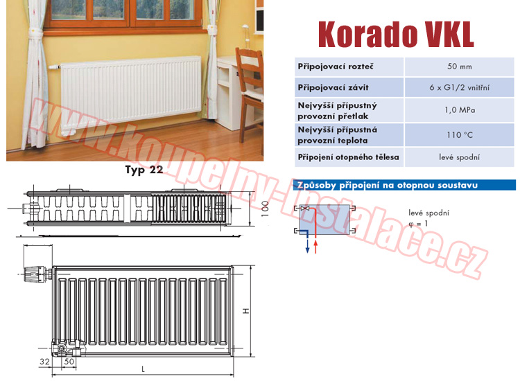 Radiator KORADO Radik VKL typ 22 500x1000 - Kliknutm na obrzek zavete